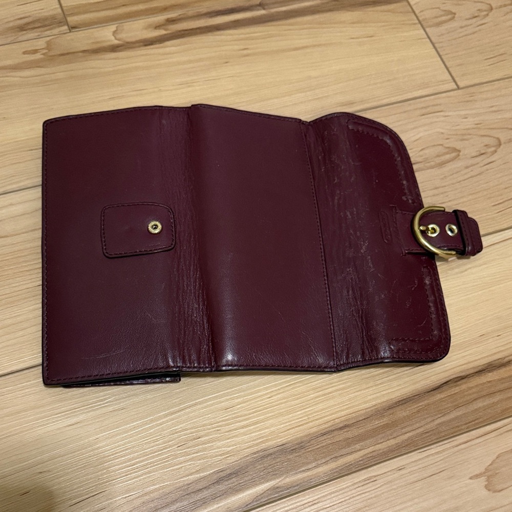 Coach Burgundy Leather Wallet with Buckle - Picture 4 of 4